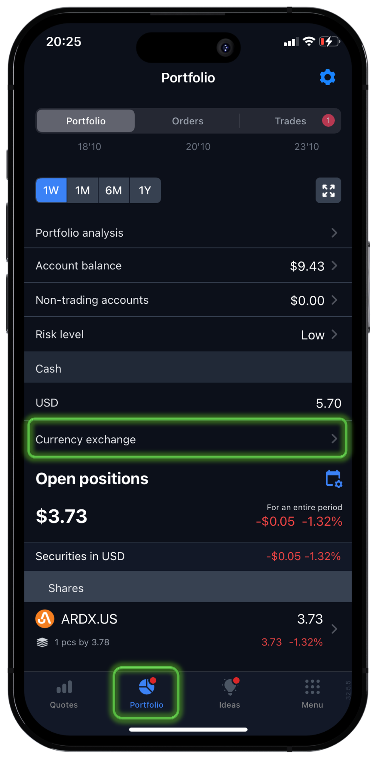 Portfolio → Currency exchange