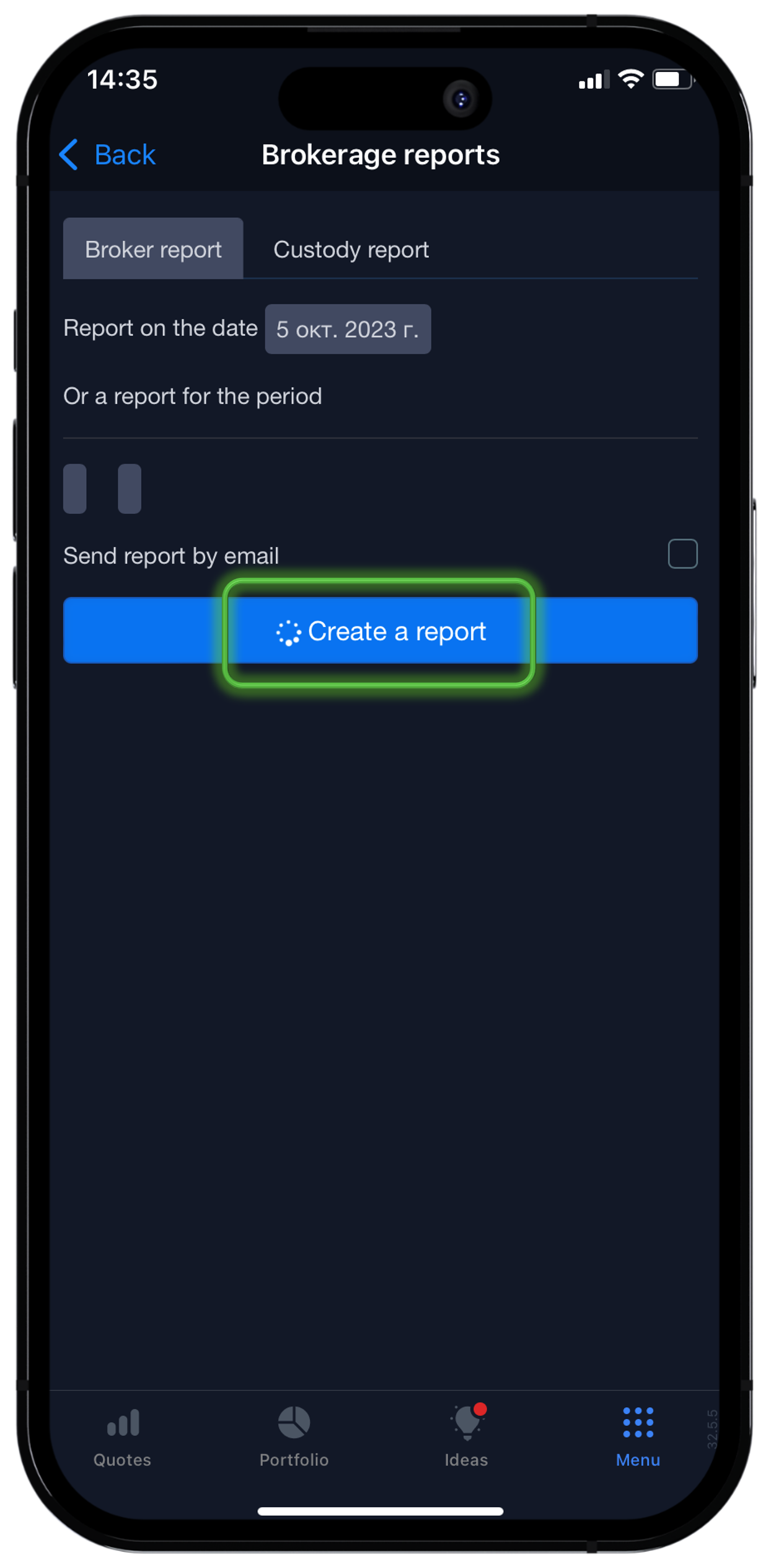 Date → Create a report